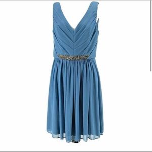 David’s Bridal Bridesmaid Dress, size 10, color is MSTEELBLUE.